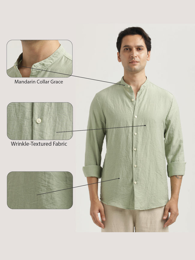 Men Mandarin Collar Nylon Shirt