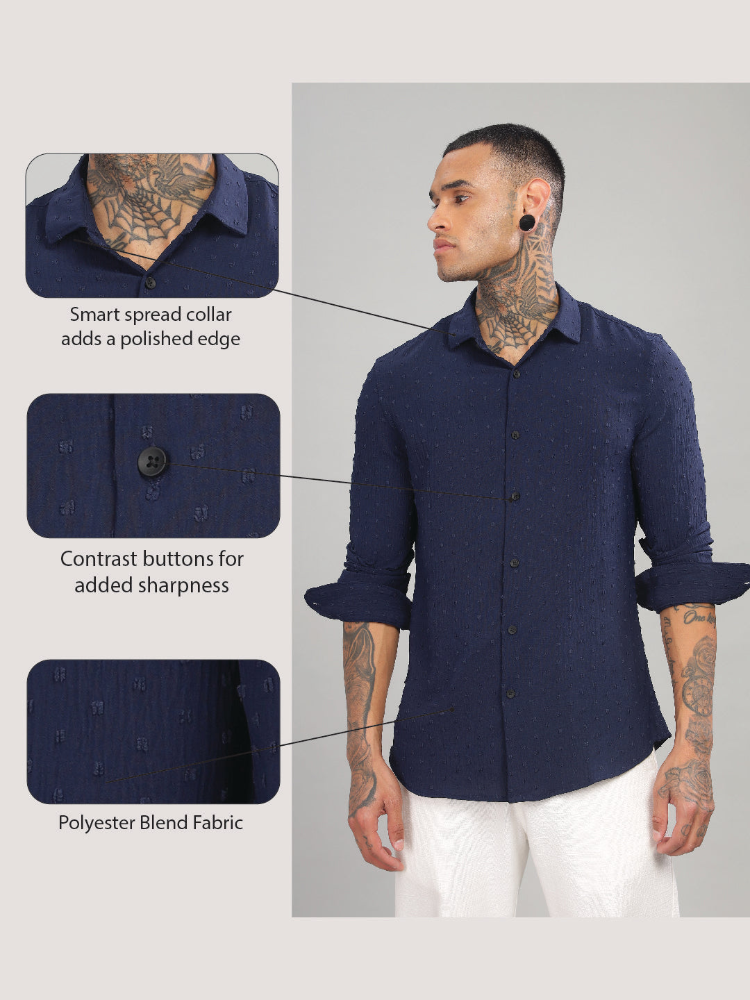 Men Navy Slim Fit Shirt