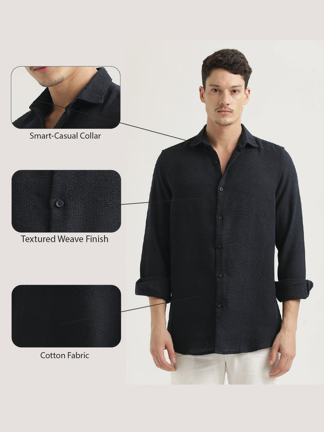 Men Textured Cotton Slim-Fit Shirt