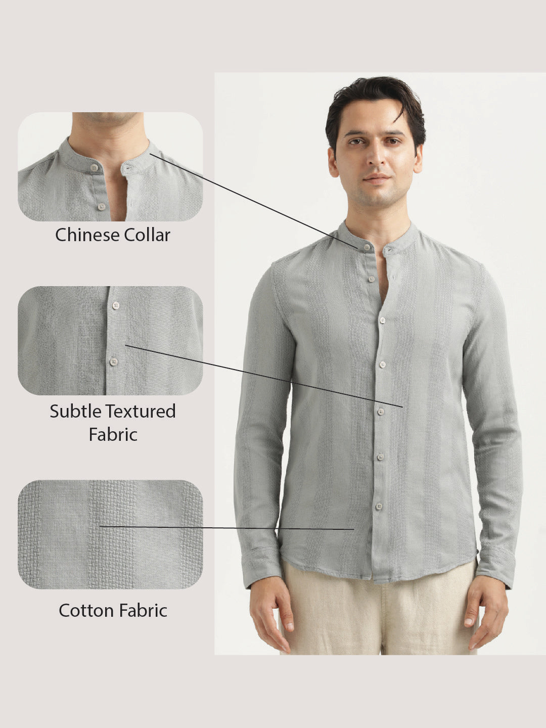Men Self-Textured Cotton Shirt