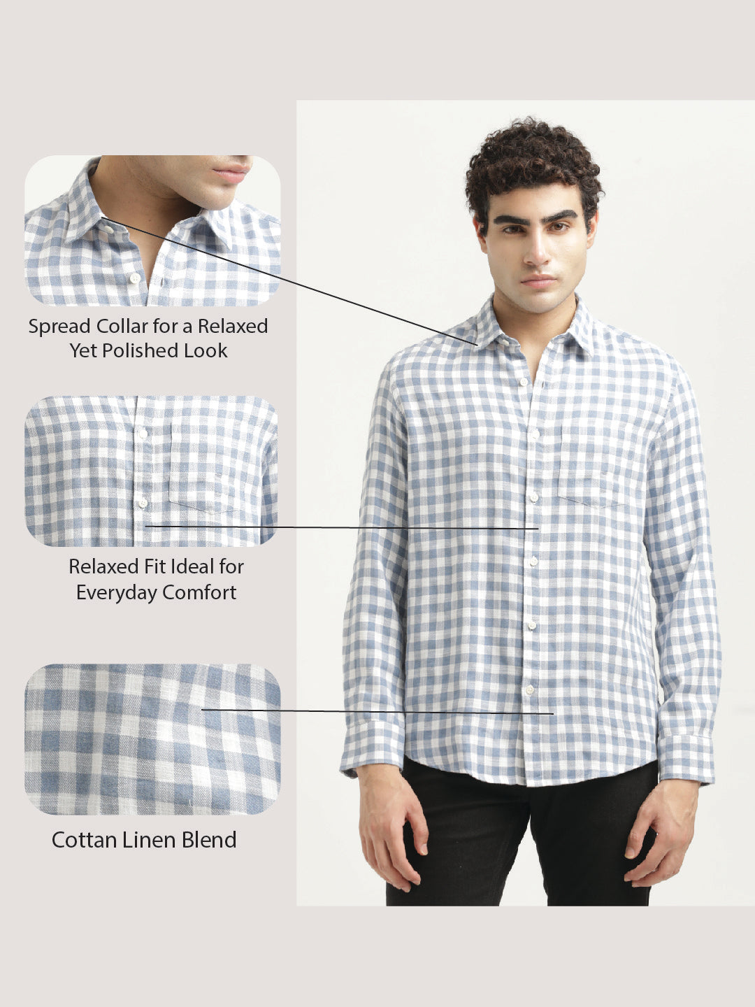 Men Checked Cotton-Linen Shirt