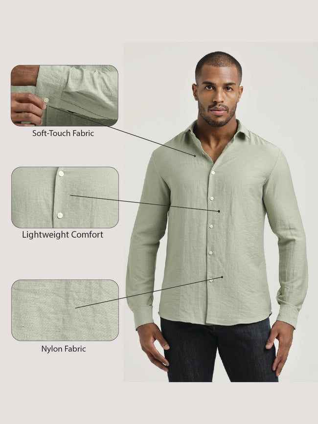 Men Nylon Shirt with Linen Look