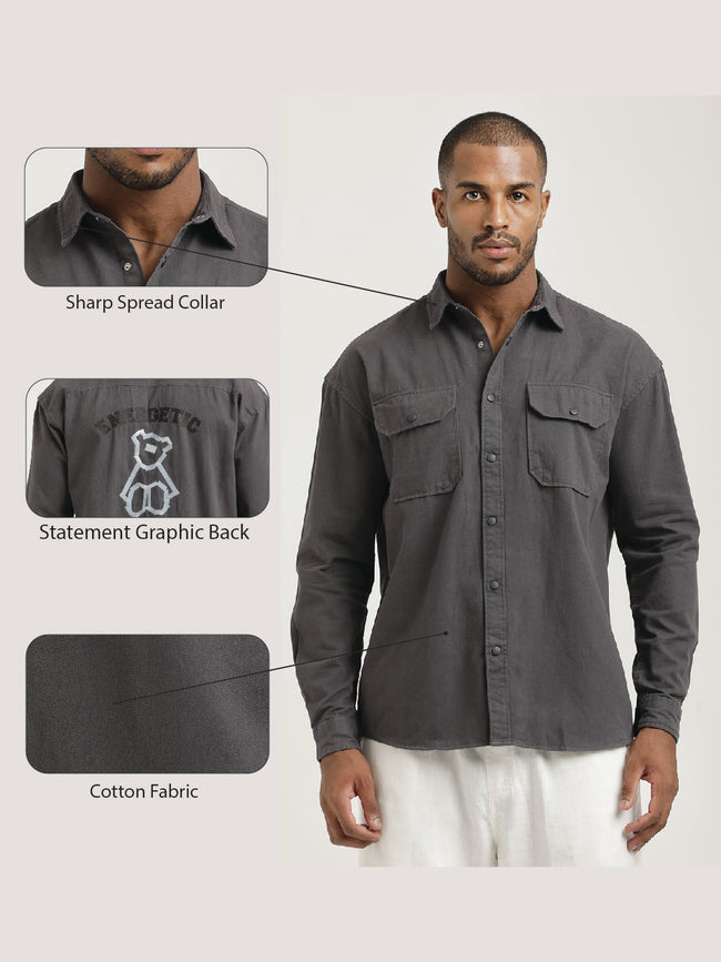 Men Cotton Shirt with Double Pockets