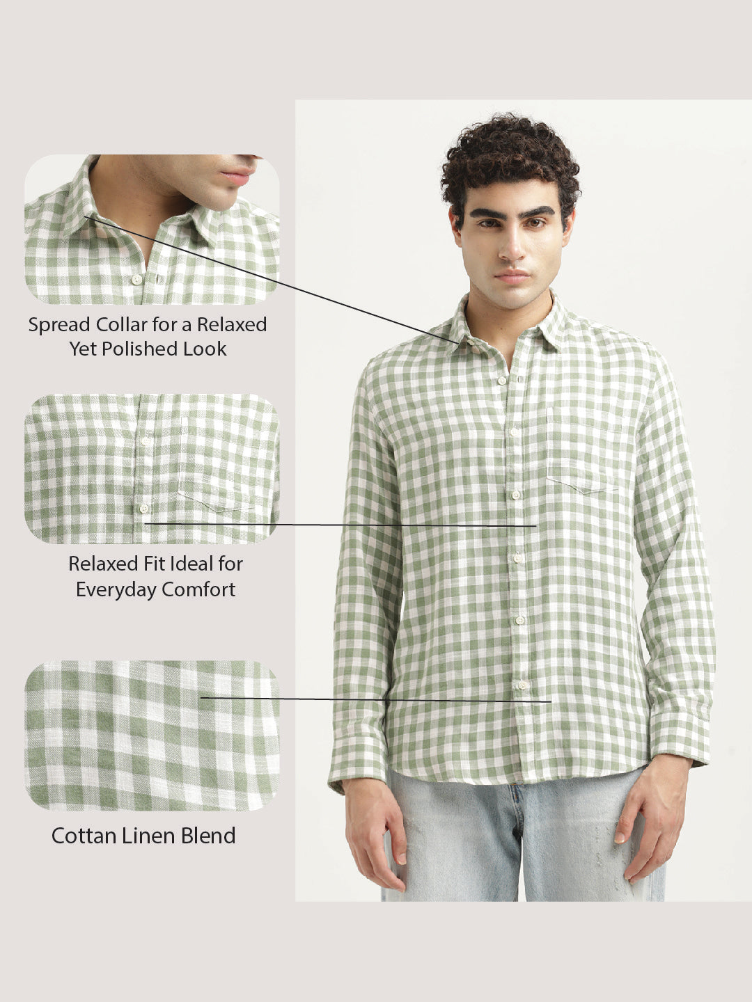 Men Checked Cotton-Linen Shirt