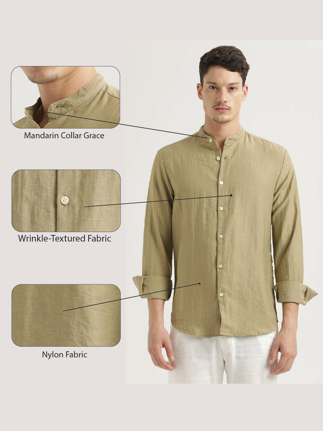 Men Mandarin Collar Nylon Shirt