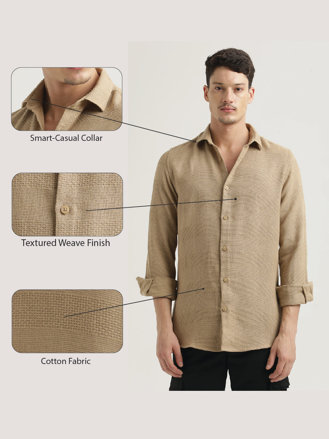 Men Textured Cotton Slim-Fit Shirt