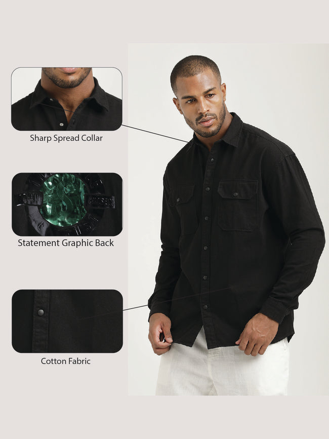 Men Cotton Shirt with Double Pockets