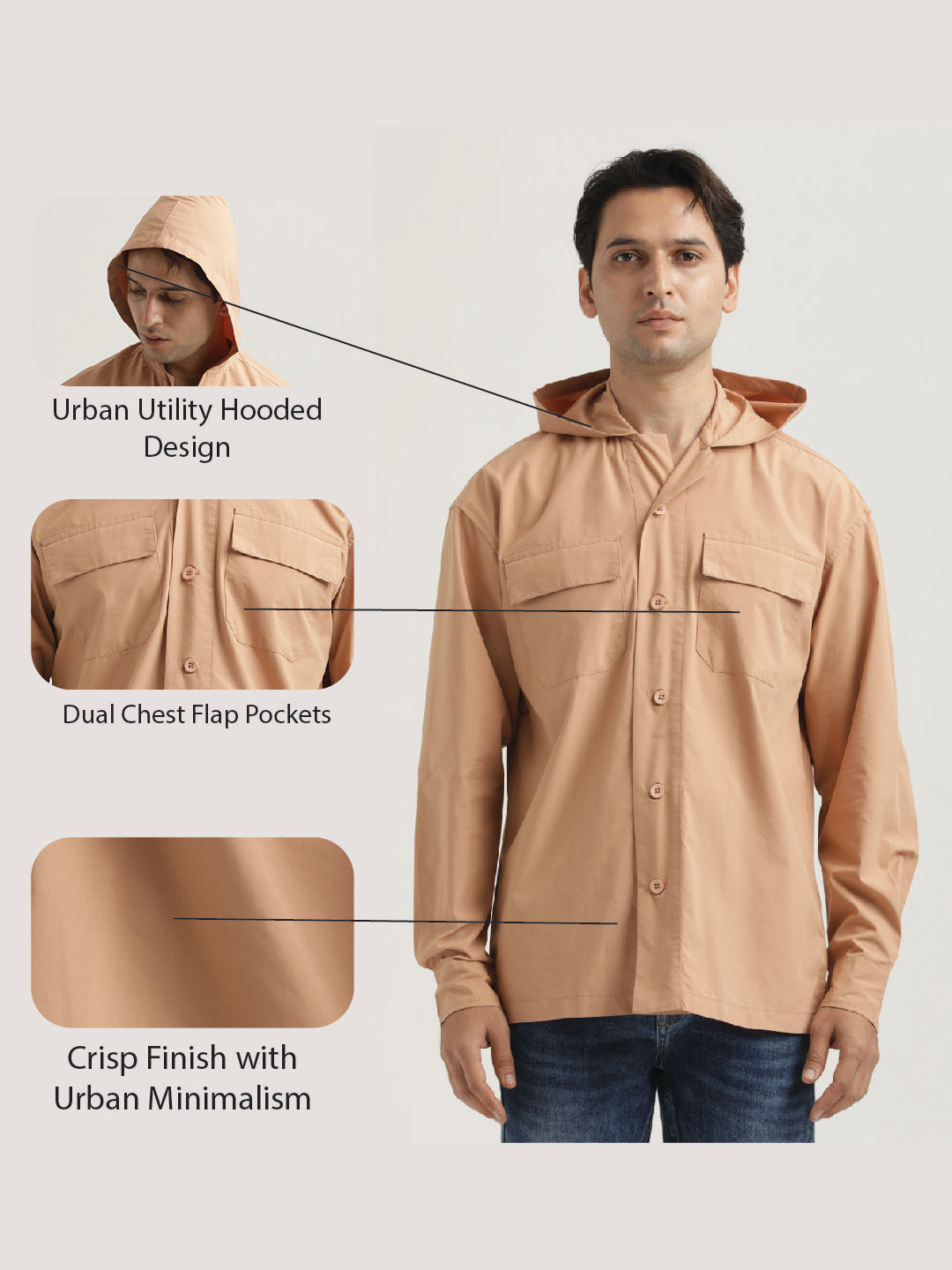 Men Hooded Utility Shirt