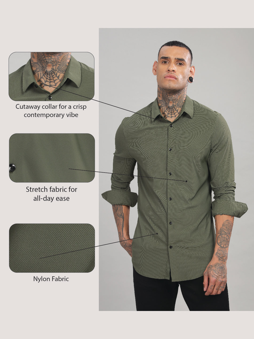 Men Dark Green Slim Fit Shirt