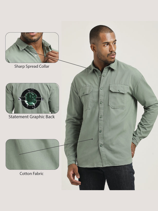 Men Cotton Shirt with Double Pockets