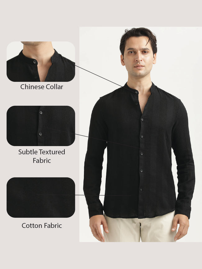 Men Self-Textured Cotton Shirt