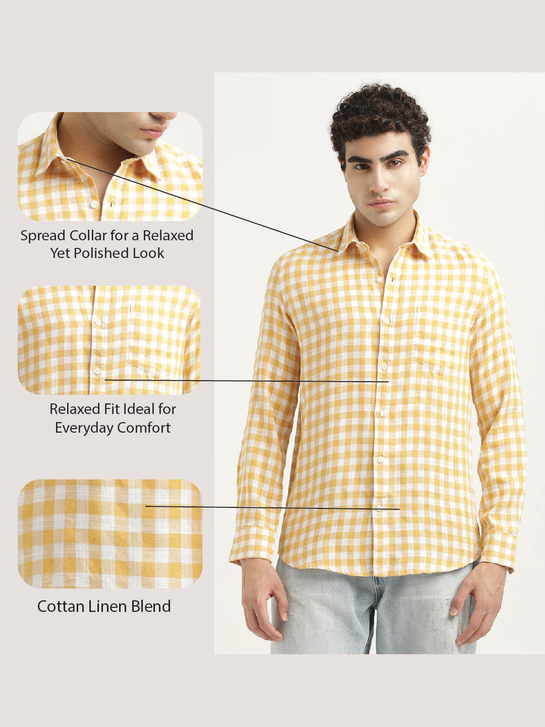 Men Checked Cotton-Linen Shirt