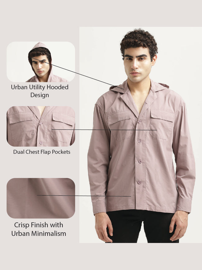 Men Hooded Utility Shirt