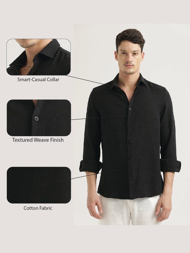 Men Textured Cotton Slim-Fit Shirt