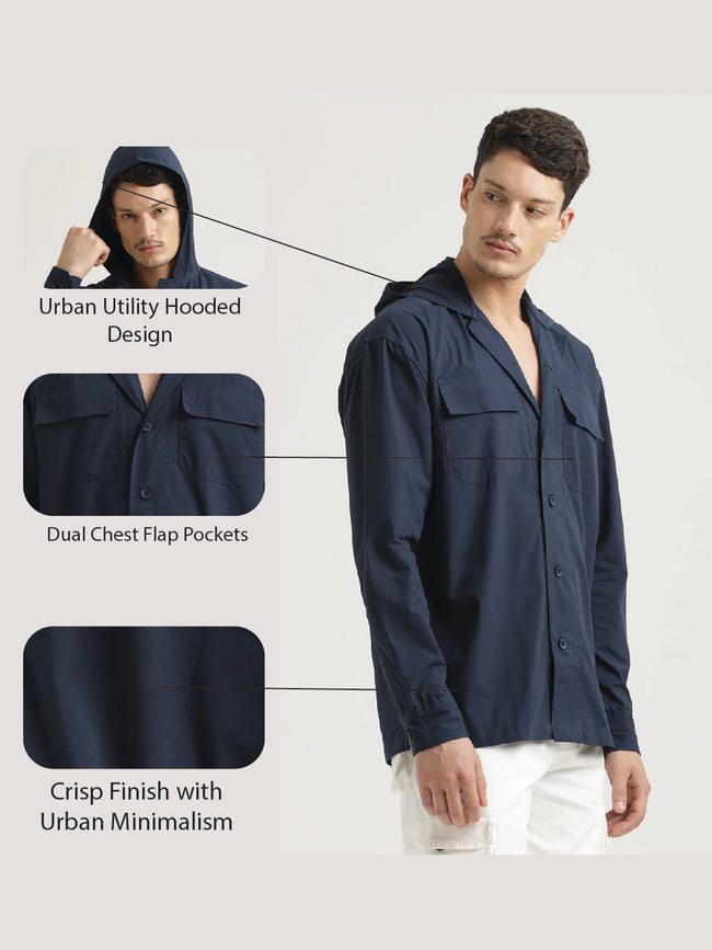 Men Hooded Utility Shirt