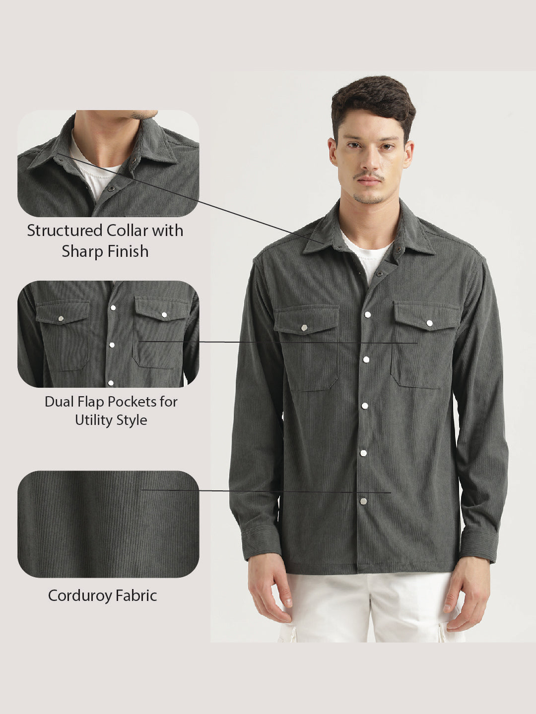 Men Corduroy Overshirt