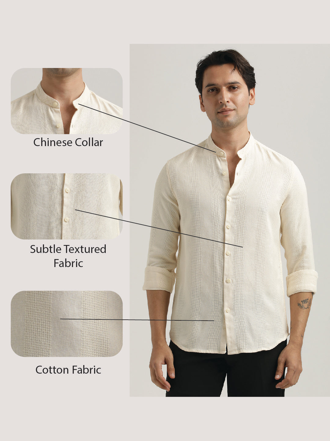 Men Self-Textured Cotton Shirt