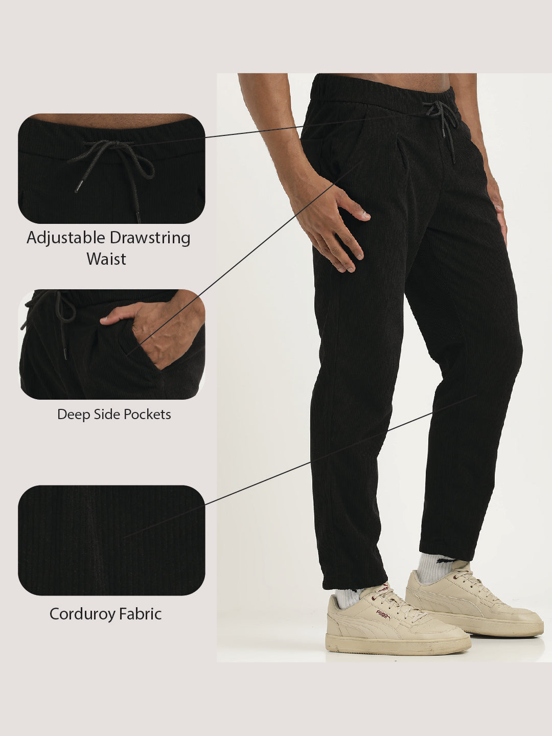 Men Corduroy Trousers with 3 Pockets