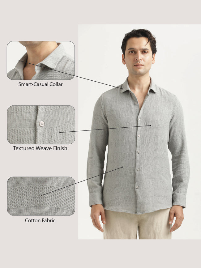 Men Textured Cotton Slim-Fit Shirt