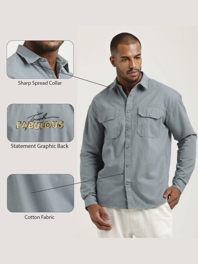 Men Cotton Shirt with Double Pockets
