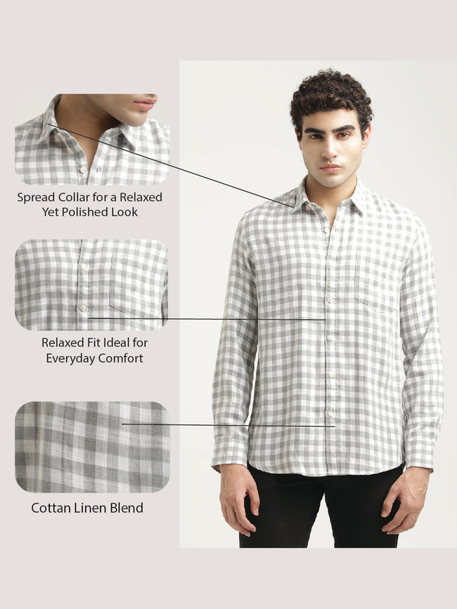 Men Checked Cotton-Linen Shirt