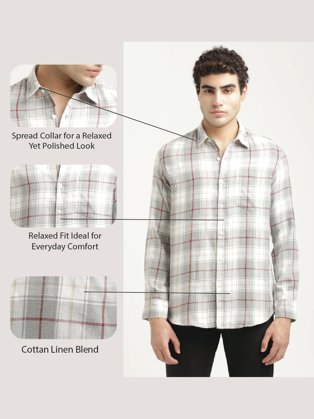 Men Checked Cotton-Linen Shirt