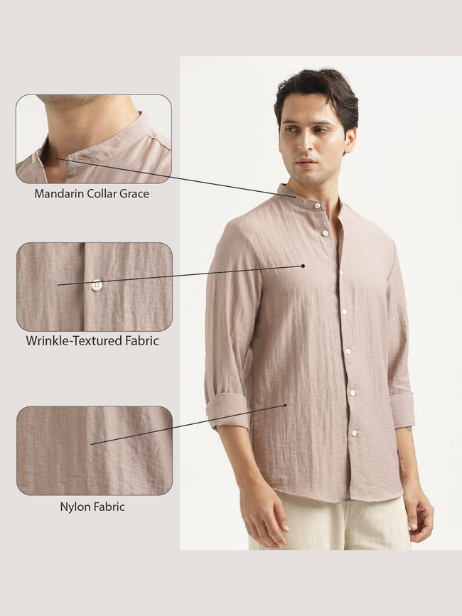Men Mandarin Collar Nylon Shirt