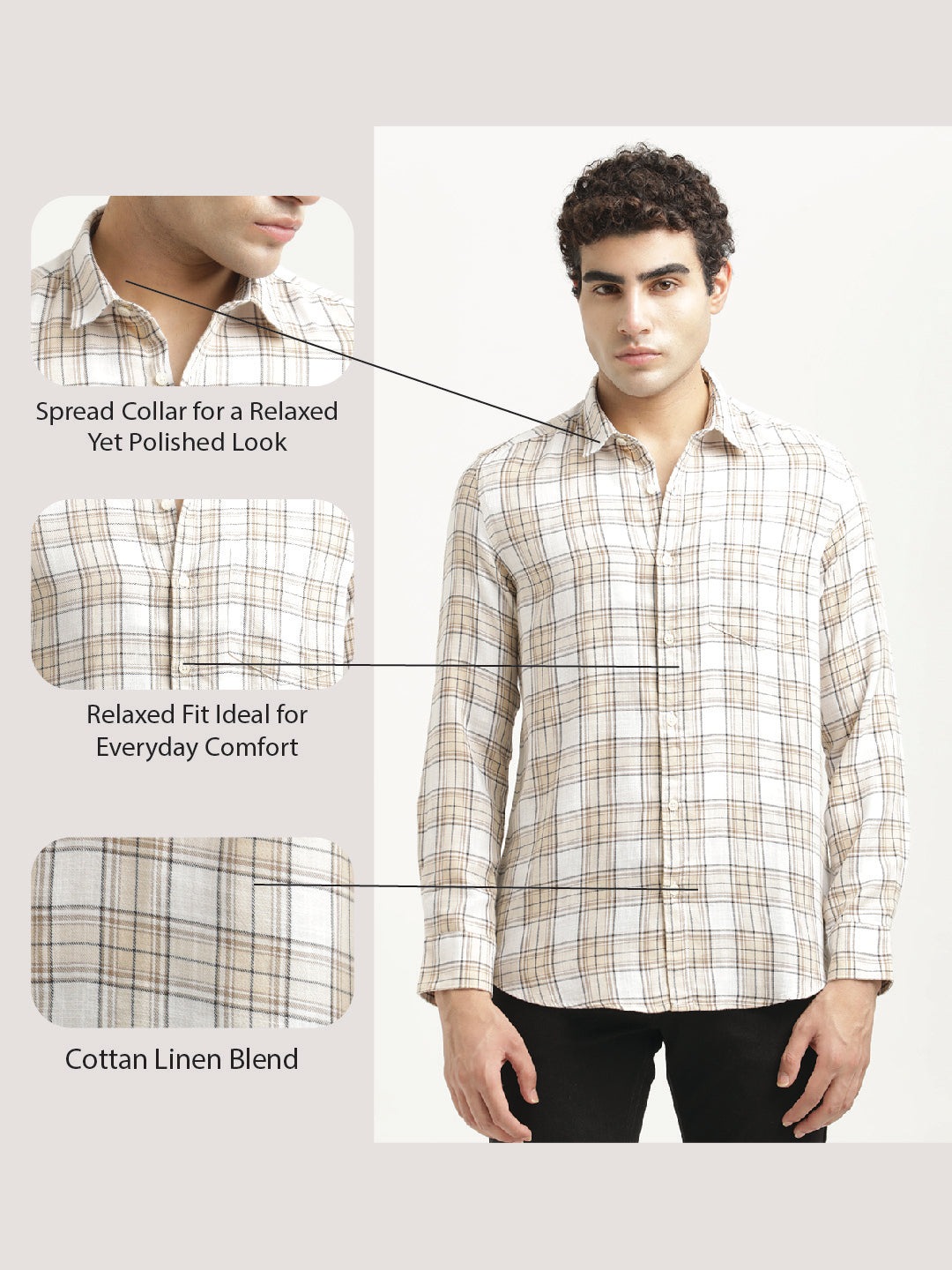 Men Checked Cotton-Linen Shirt