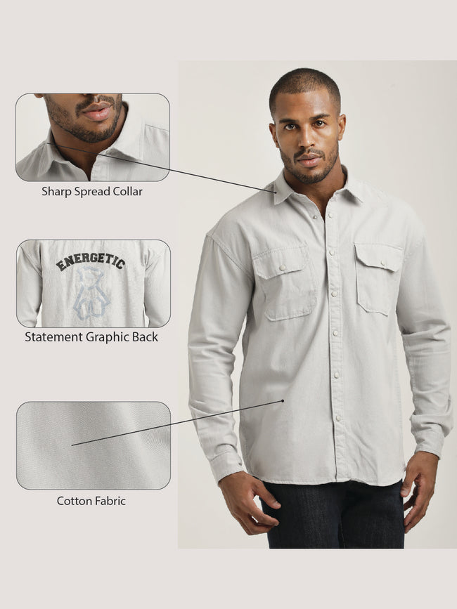 Men Cotton Shirt with Double Pockets
