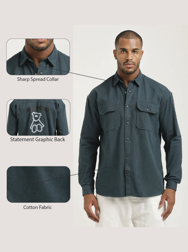 Men Cotton Shirt with Double Pockets