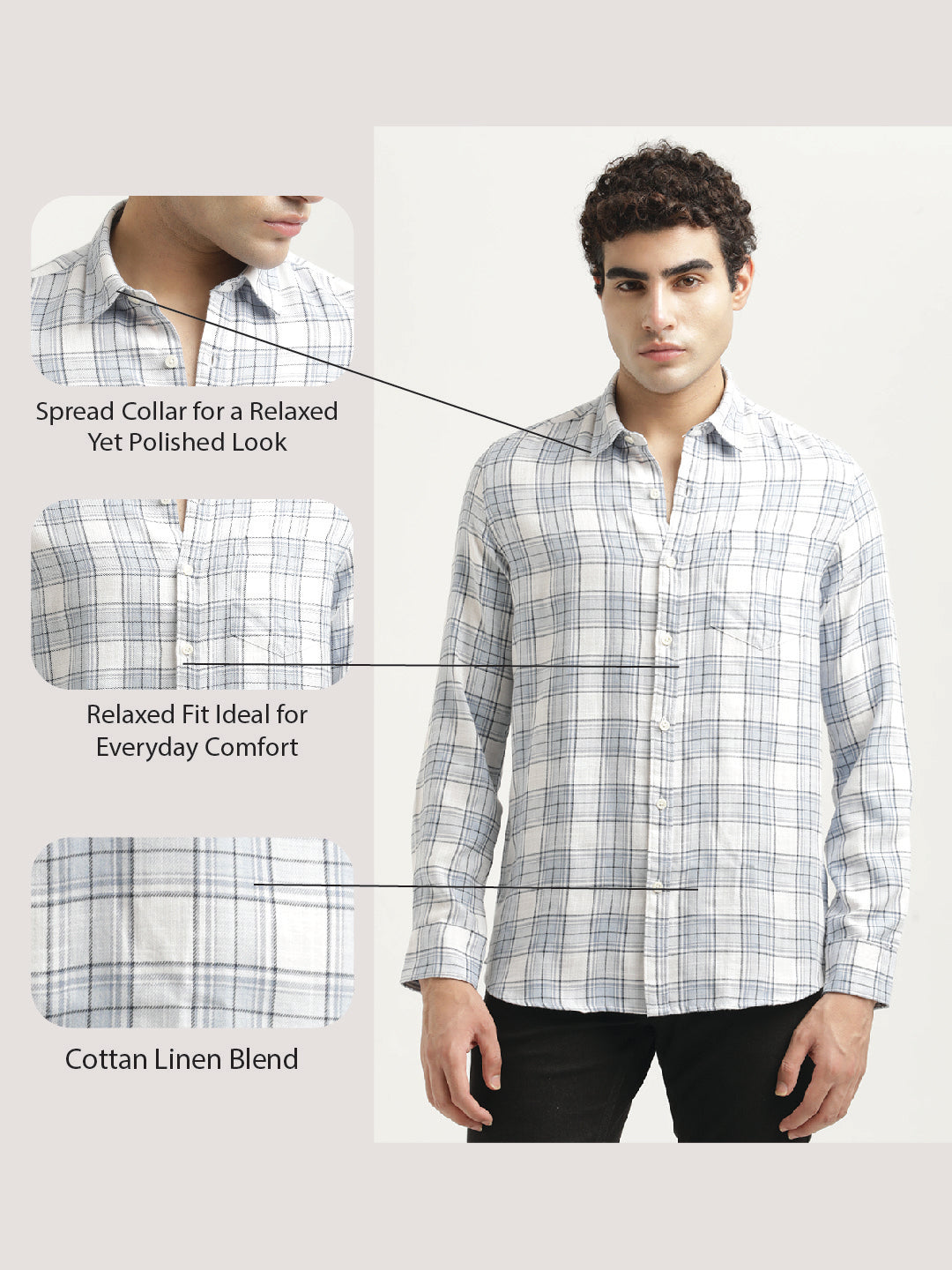 Men Checked Cotton-Linen Shirt