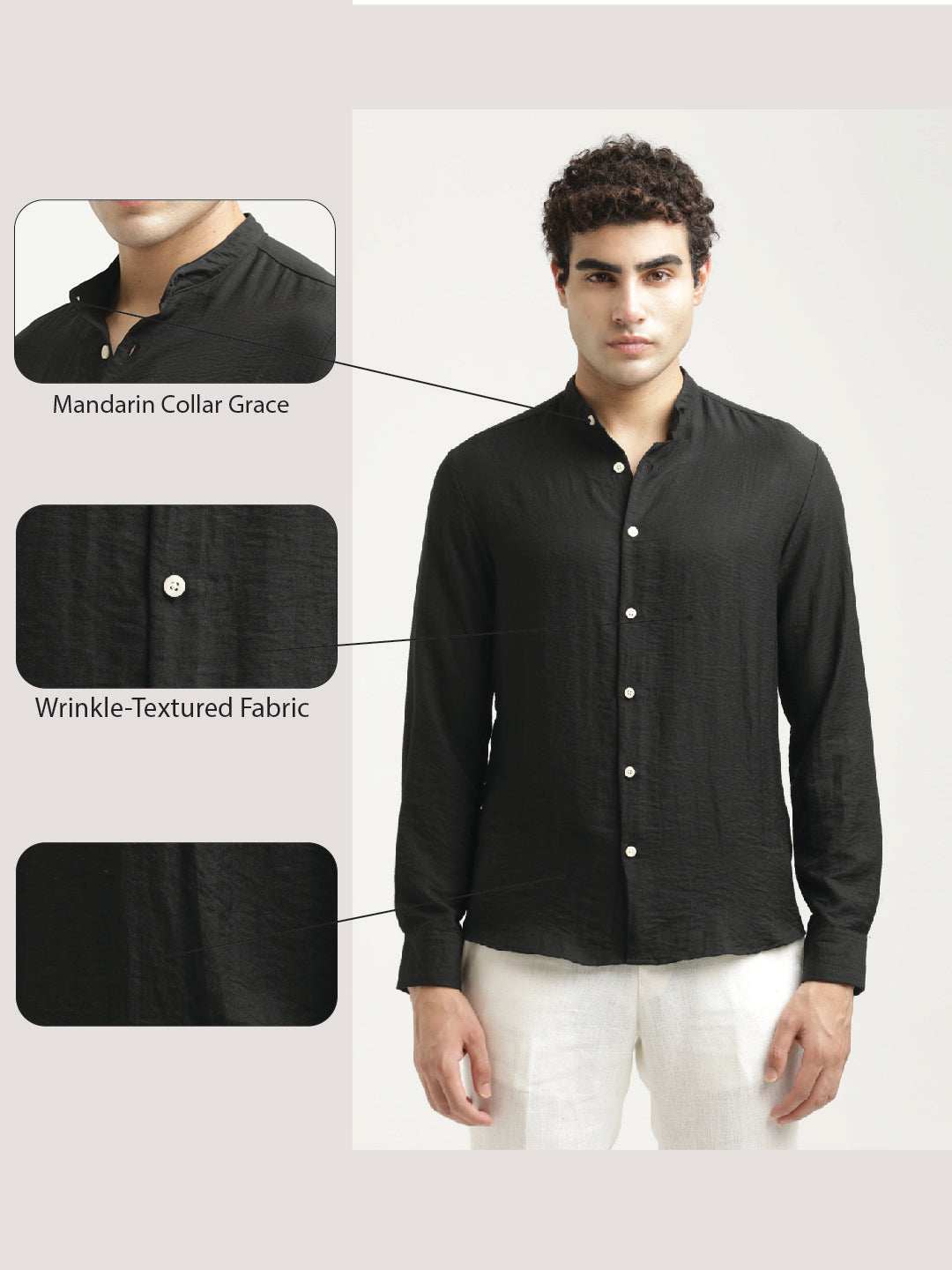 Men Mandarin Collar Nylon Shirt
