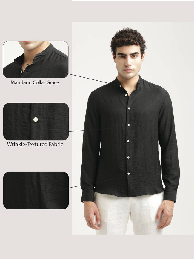 Men Mandarin Collar Nylon Shirt