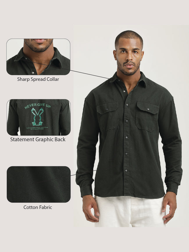 Men Cotton Shirt with Double Pockets