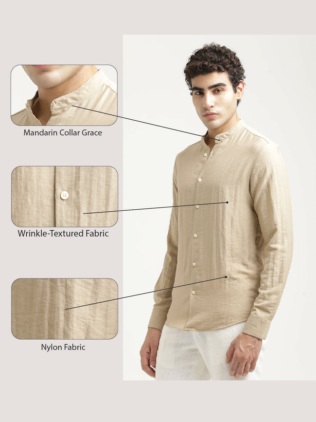 Men Mandarin Collar Nylon Shirt