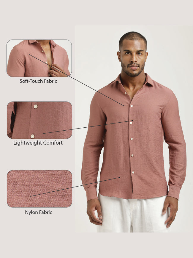 Men Nylon Shirt with Linen Look