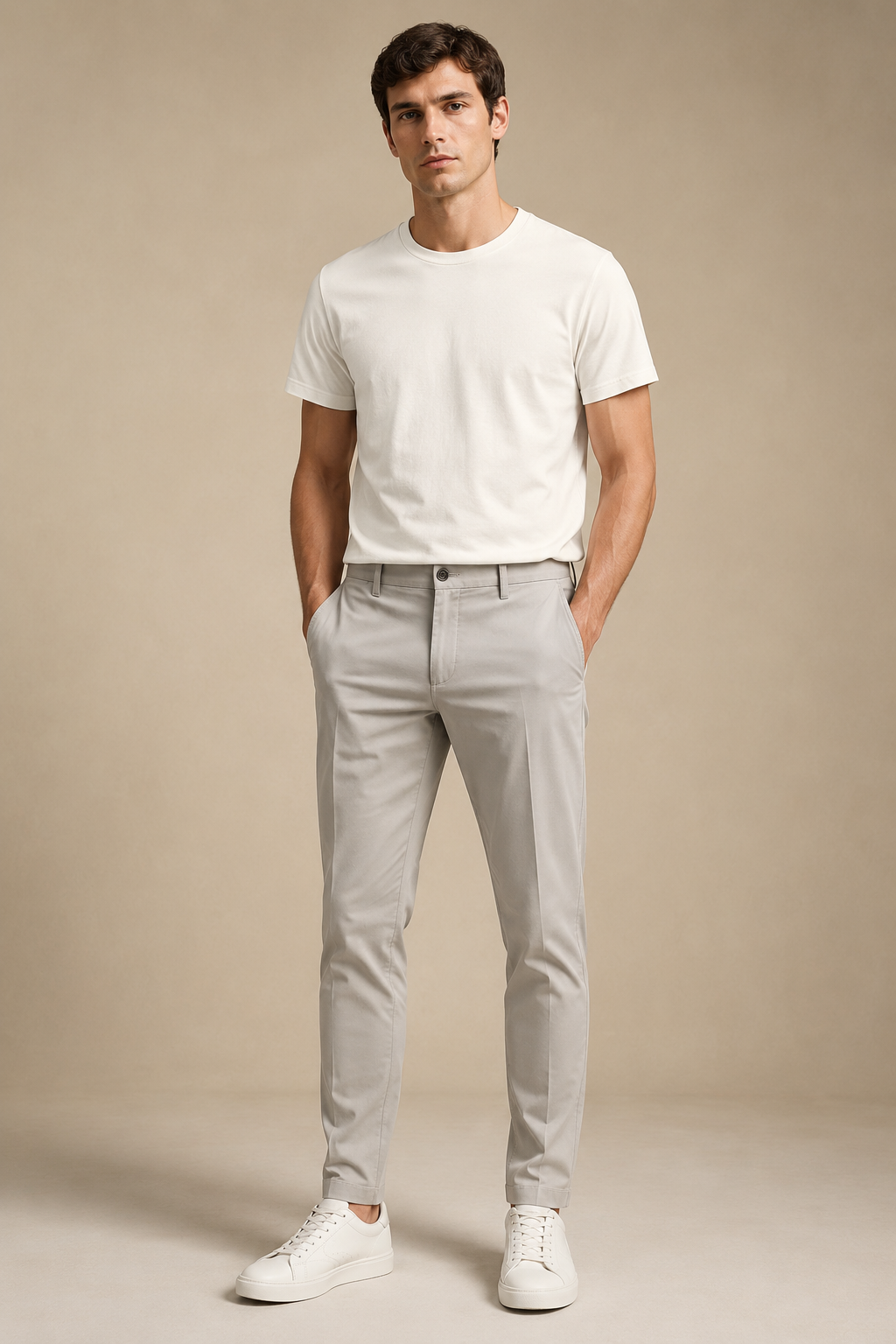 Men Beige Urban Formal Trousers