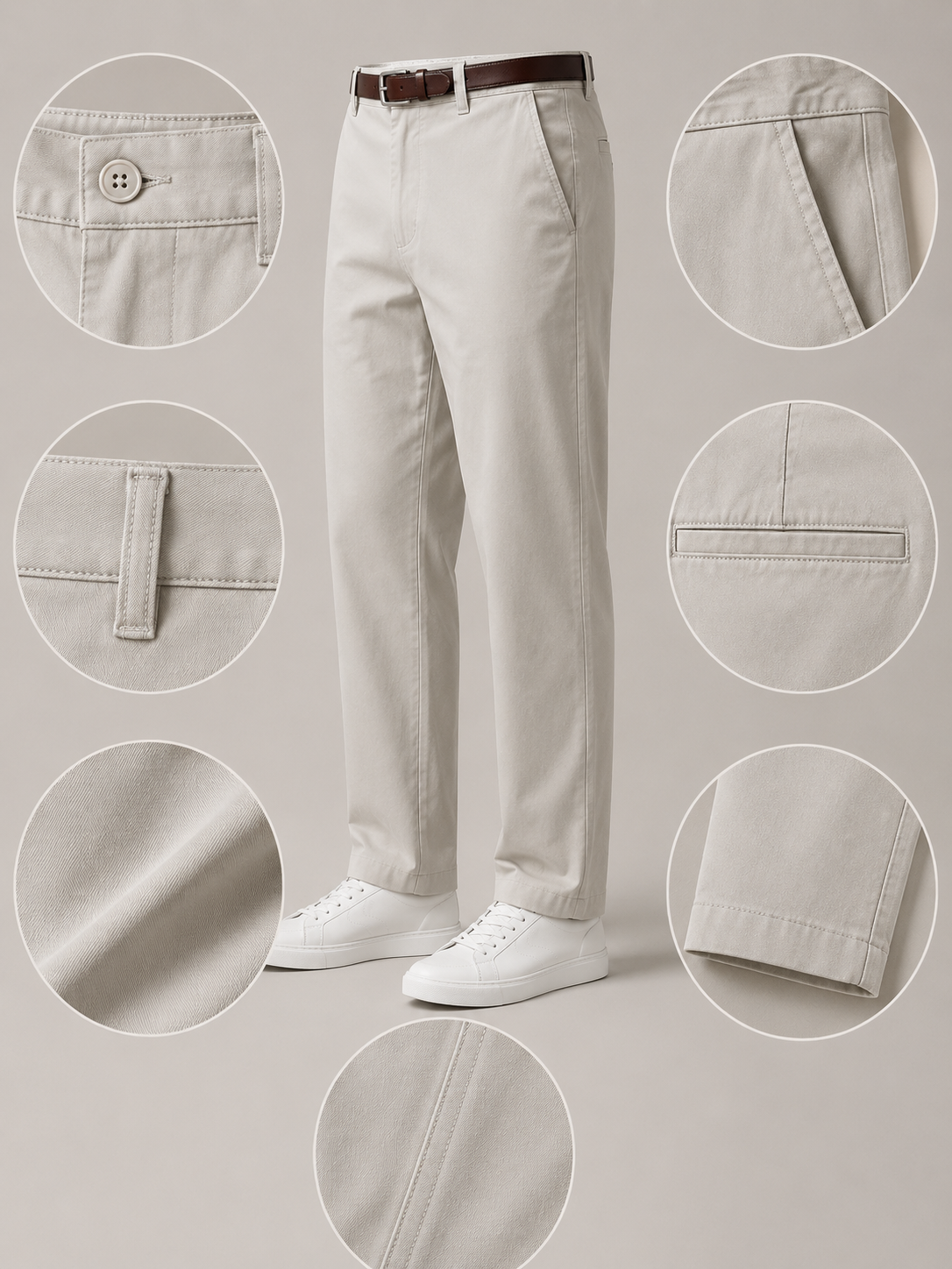 Men Cream Tailored Fit Trousers