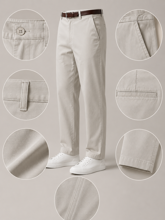 Men Cream Tailored Fit Trousers