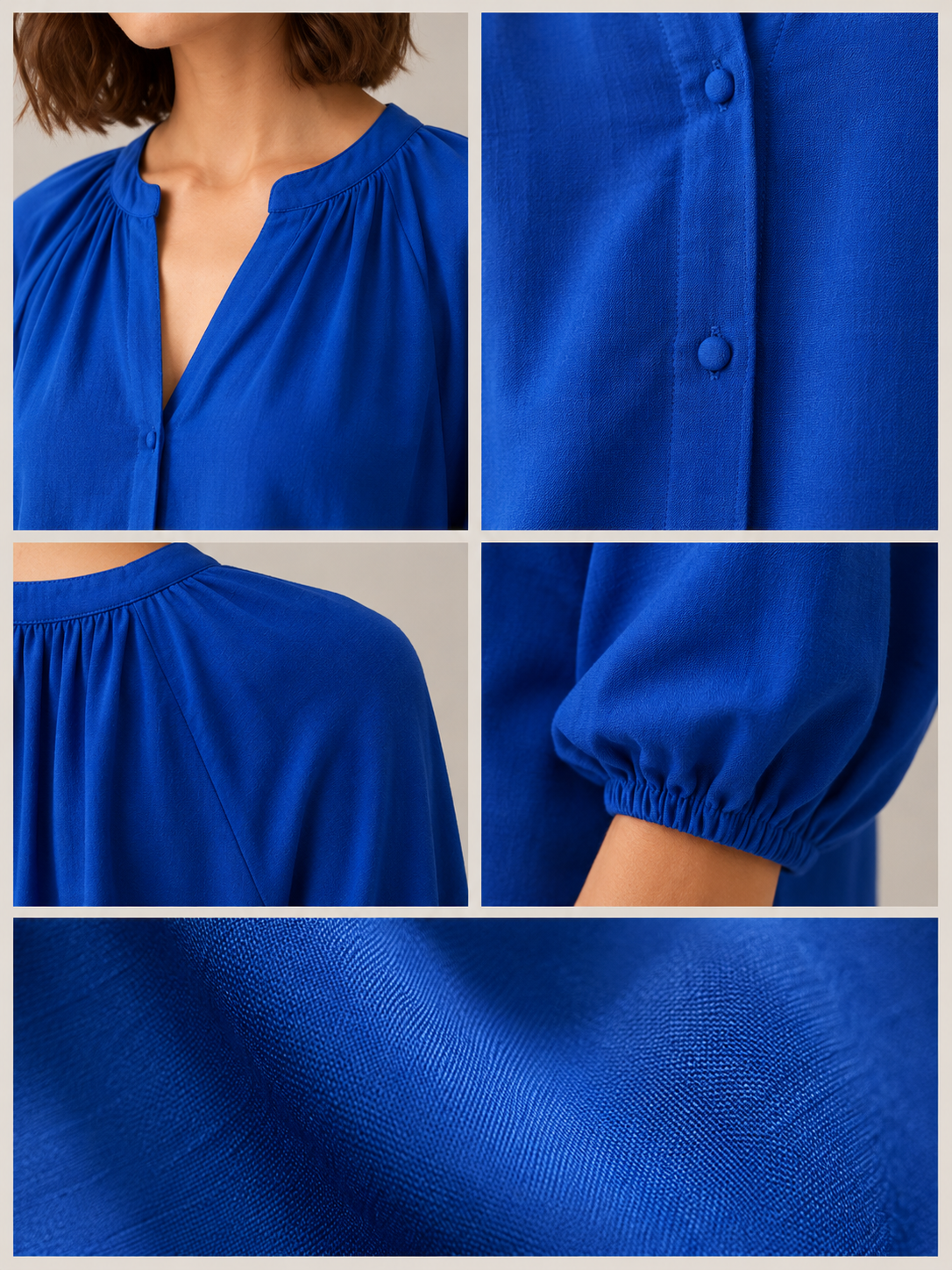 Women Blue Balloon Sleeve Relaxed Shirt