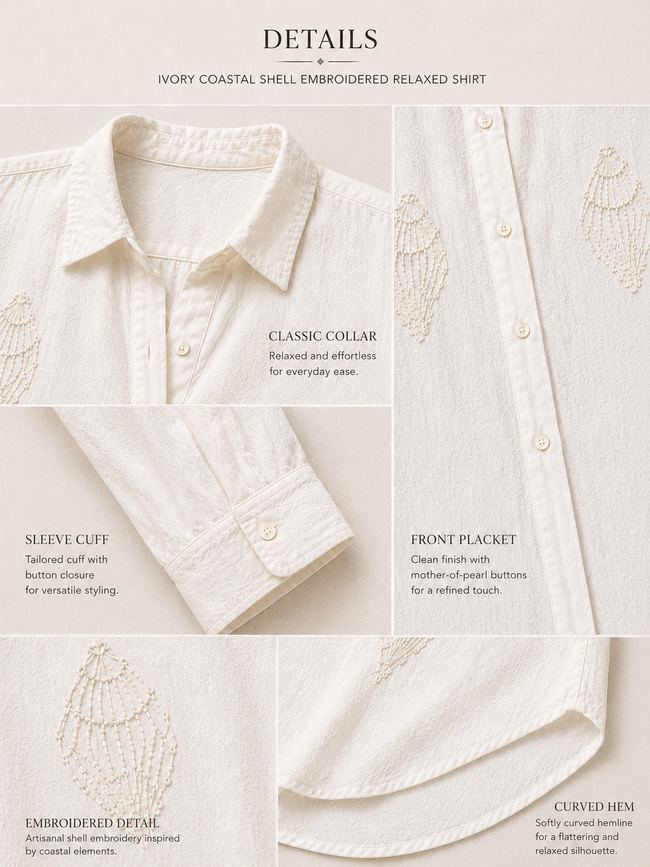 Women Silver Shell Embroidered Shirt