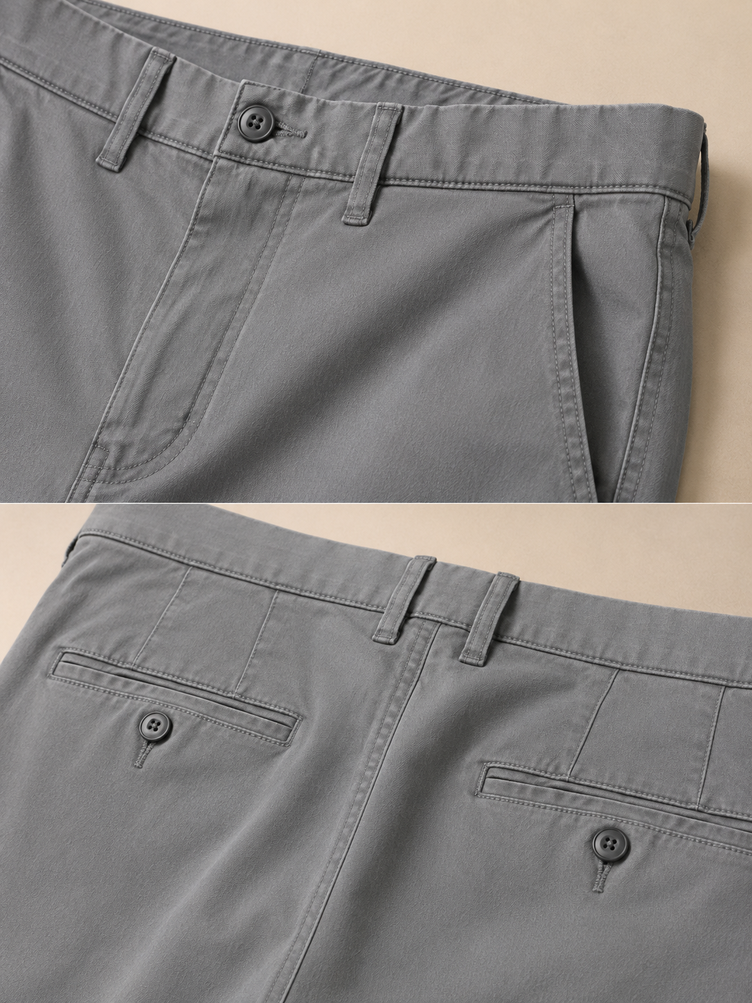 Men Grey Cotton Stretch Chino Trousers