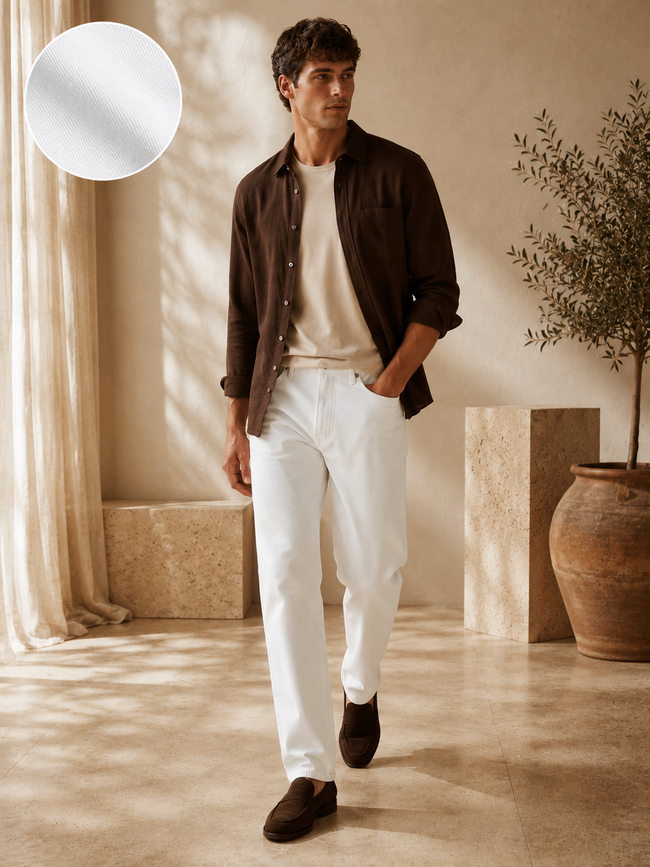 Men White Wide Leg Baggy Jeans