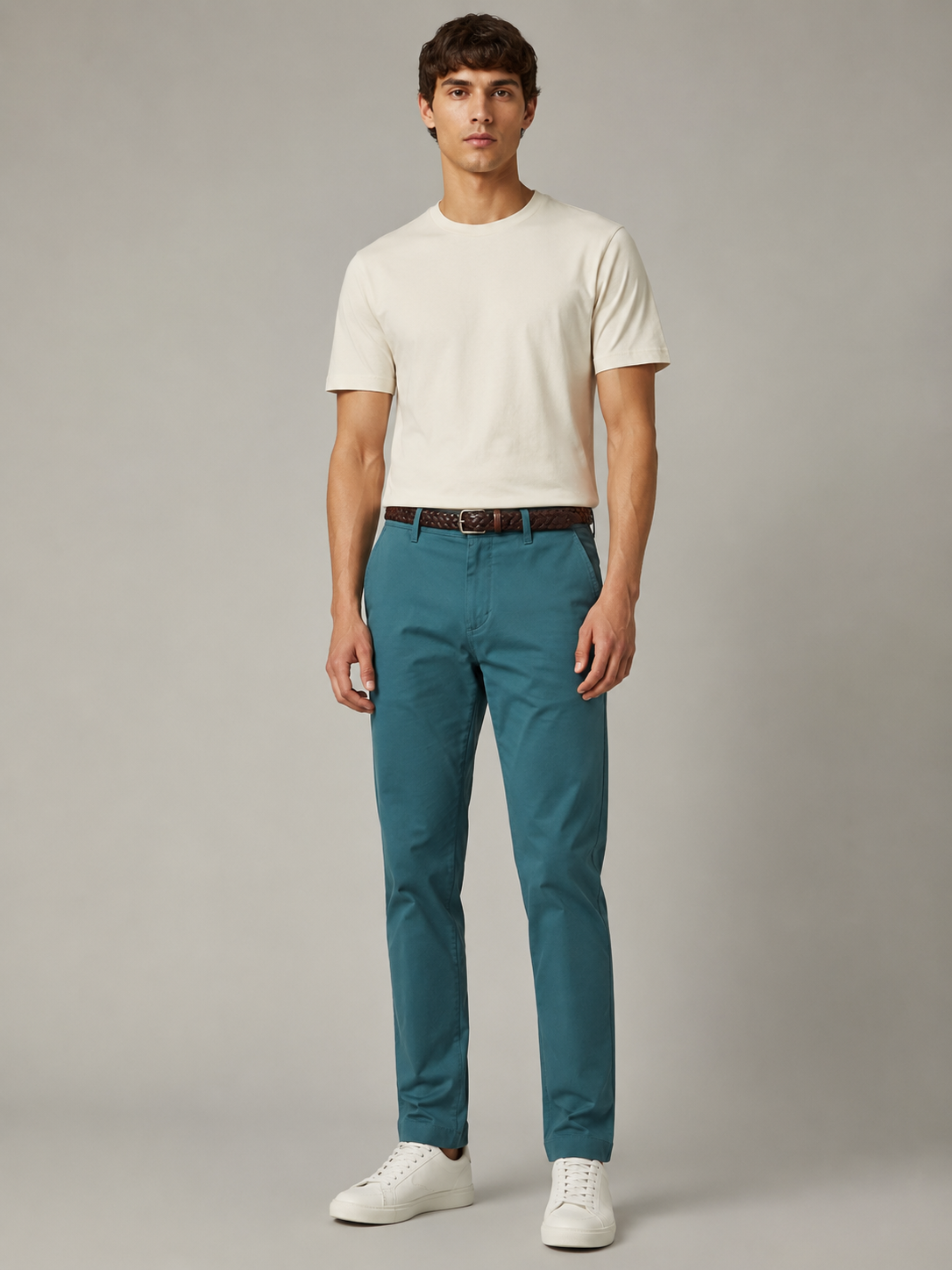 Men Teal Tailored Fit Trousers