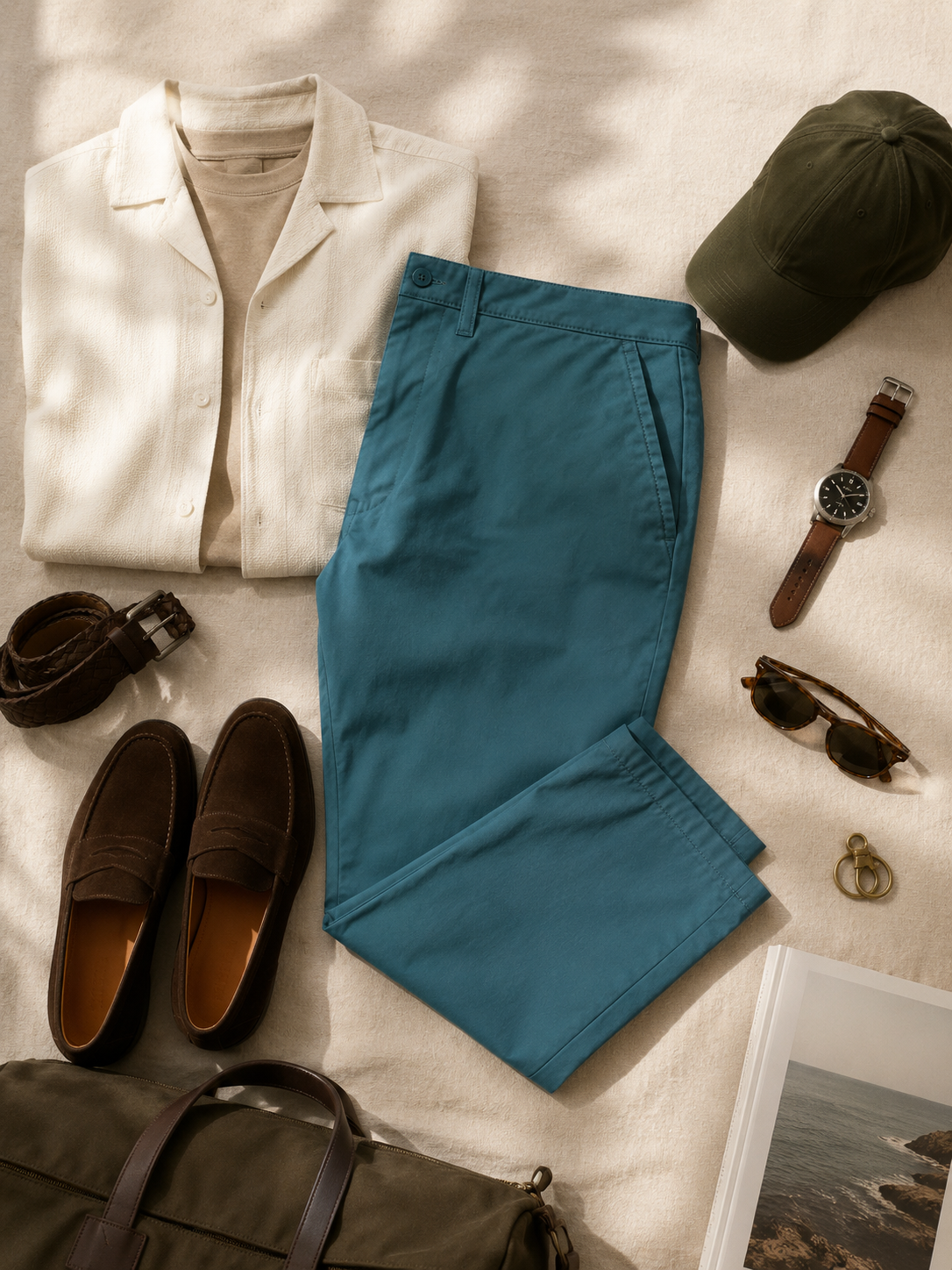 Men Teal Tailored Fit Trousers