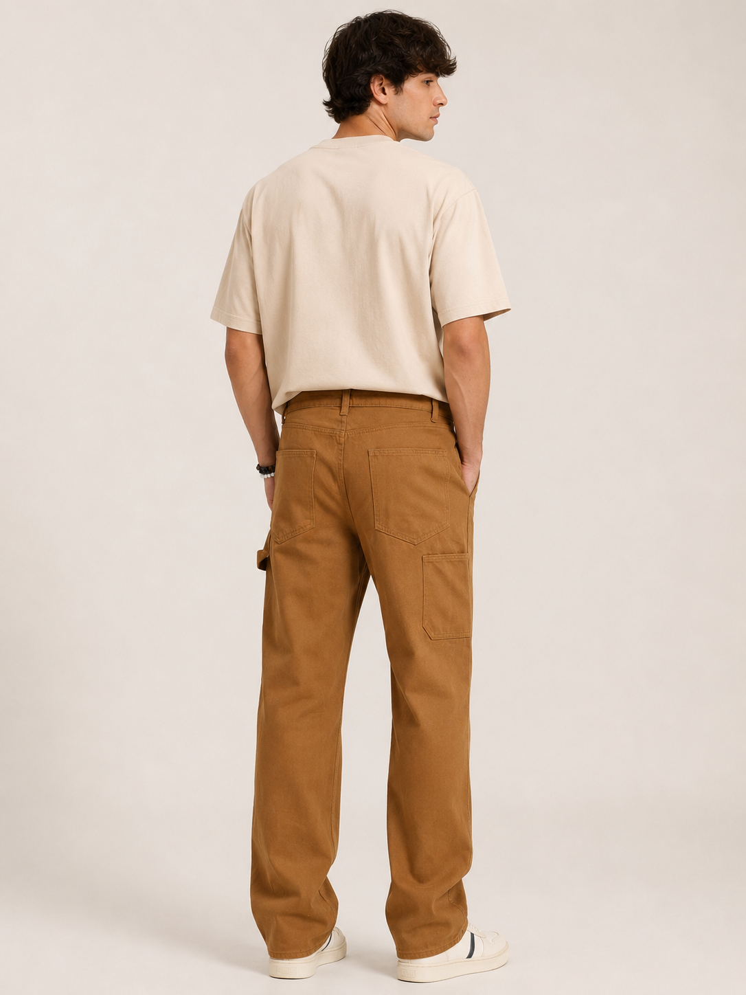 Men Khaki Mid Rise Straight Fit Jeans