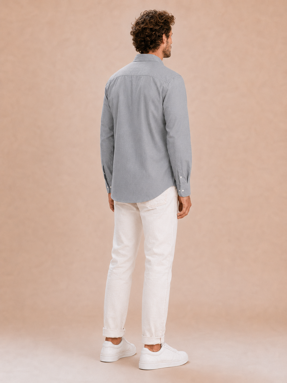 Men Melange Grey Oxford Shirt