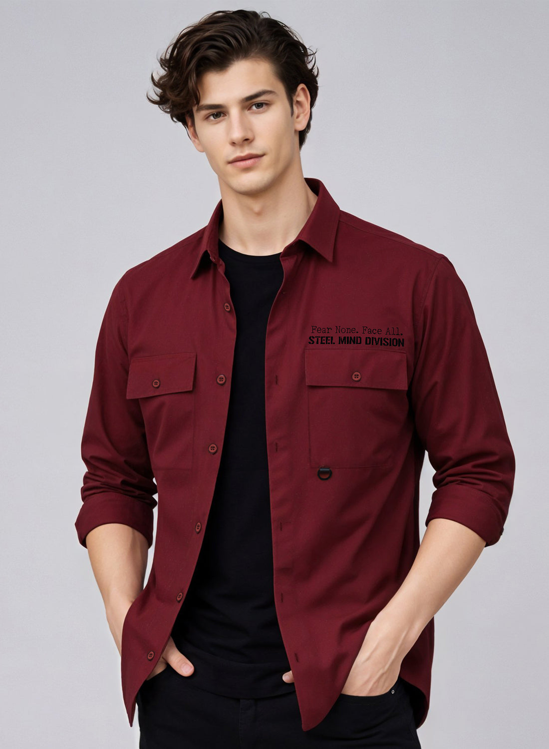 Men Cotton Twill Cargo Shirt