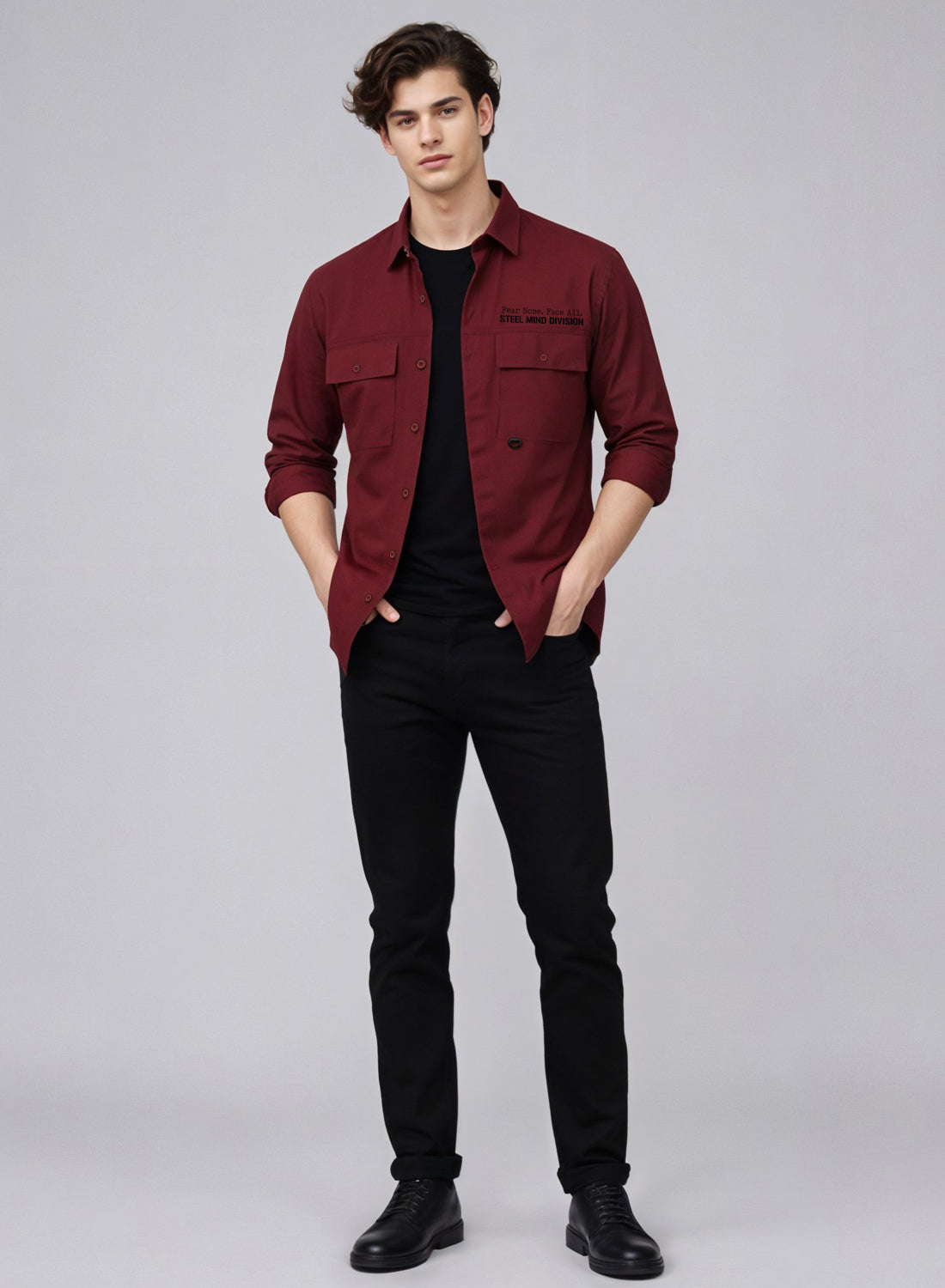 Men Cotton Twill Cargo Shirt