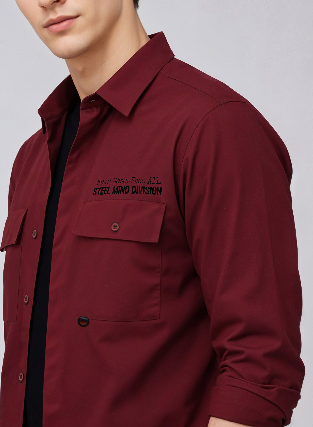 Men Cotton Twill Cargo Shirt